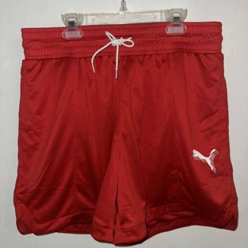Puma Women's Foundation Basketball Draw String Shorts Sz L Red NWT MSRP $40